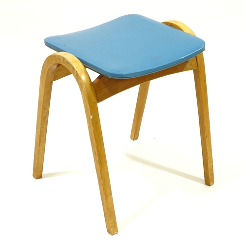 2153 - ISAMU KENMOCHI (1912-71) FOR AKITA MOKKO, JAPAN, 1950s' bentwood stool No202 with vinyl seat and ori... 