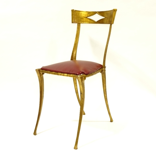 2162 - PALLADIO, USA, a Hollywood Regency sculpted gilt aluminium side chair of Klismos form circa 1963, he... 