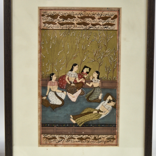 2745 - A pair of Indian/Mughal gouache paintings on paper, court scenes with text inscriptions, 10