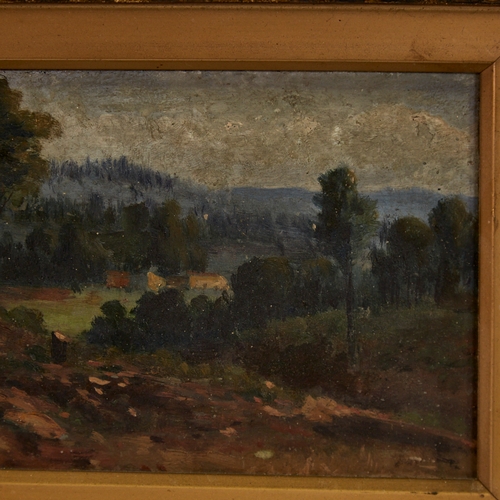 2748 - Early 20th century oil on board, Continental landscape, indistinctly signed, 6