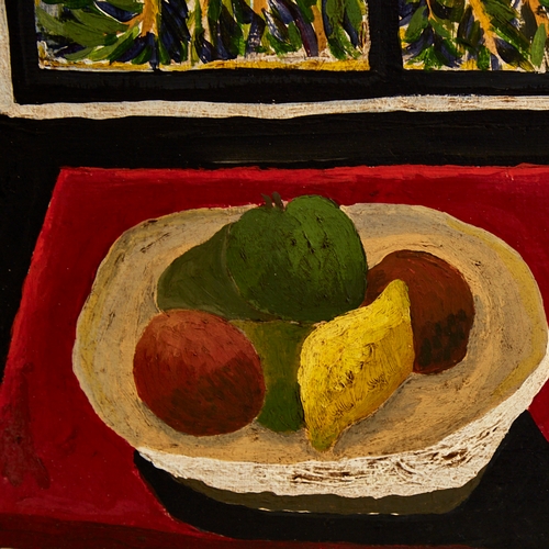 2759 - Carole Maddison, oil on board, modernist still life, 20