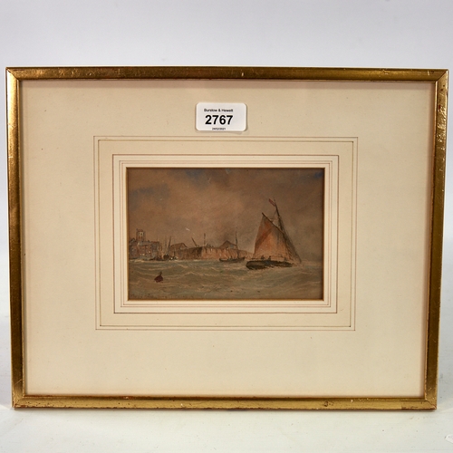 2767 - Thomas Bush Hardy, watercolour, boats off Broadstairs, indistinctly signed, 4