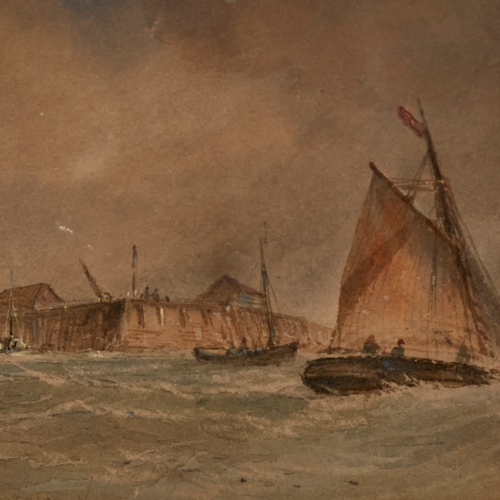 2767 - Thomas Bush Hardy, watercolour, boats off Broadstairs, indistinctly signed, 4