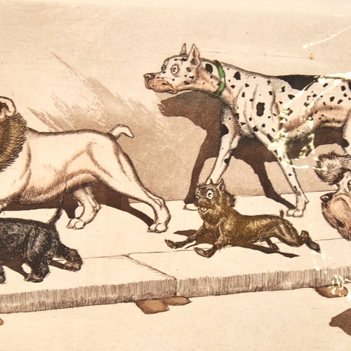 2773 - Boris O'Klein, coloured etching, dirty dogs of Paris, signed in pencil, plate size 6.5