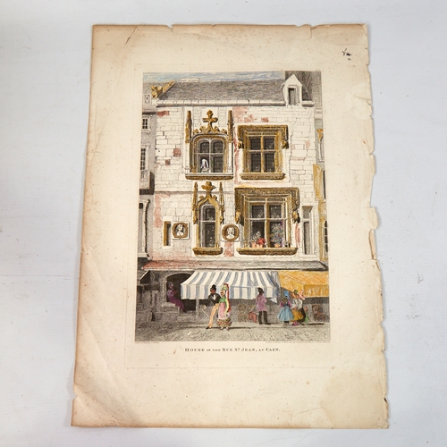 2777 - John Sell Cotman, hand coloured engraving, house in the Rue St Jean at Caen, published 1821, image 1... 