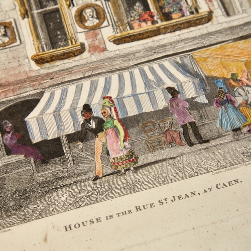 2777 - John Sell Cotman, hand coloured engraving, house in the Rue St Jean at Caen, published 1821, image 1... 