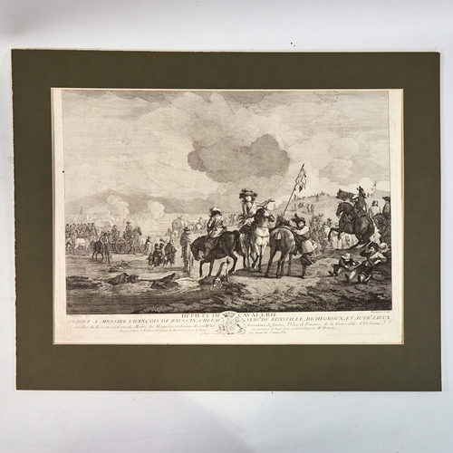 2778 - Beaumont after Wouwerman, 18th century engraving, Defilee De Cavalerie, image 12