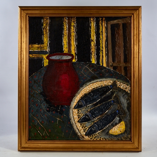 2783 - Carole Maddison, oil on canvas, modernist still life, 24