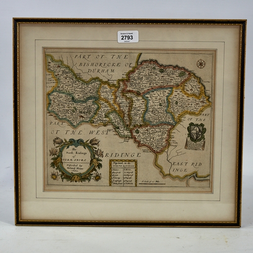 2793 - Richard Blome, hand coloured engraving, map of the North Ridinge Yorkshire, 1672, image 10