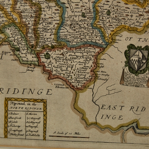 2793 - Richard Blome, hand coloured engraving, map of the North Ridinge Yorkshire, 1672, image 10