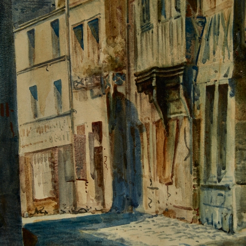 2795 - Monk, watercolour, street scene Rouen, signed with monogram, 19.5