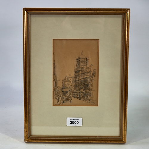 2800 - Ernest Blackey, pencil drawing, Holborn 1913, signed, 6.5