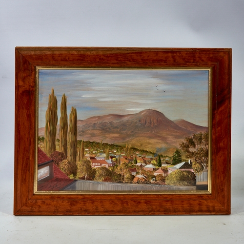 2801 - Harold Day, oil on board, Mount Wellington from Sandy Bay Hobart, signed and dated 1980, 10