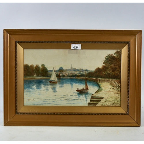 2809 - H H Bingley, watercolour, Kingsbridge Quay, signed, 9.5