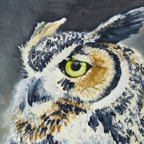 2815 - Clive Fredriksson, oil on panel, long horned owl, 8.5