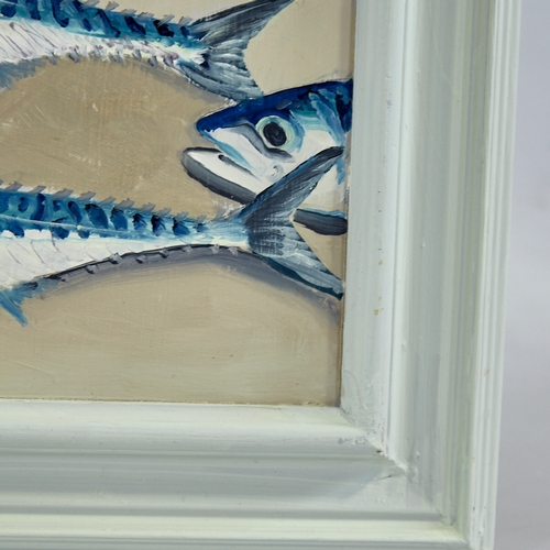 2816 - Clive Fredriksson, oil on board, mackerel on a plate, 16