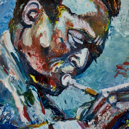 2818 - Clive Fredriksson, oil on board, Miles Davis, 24