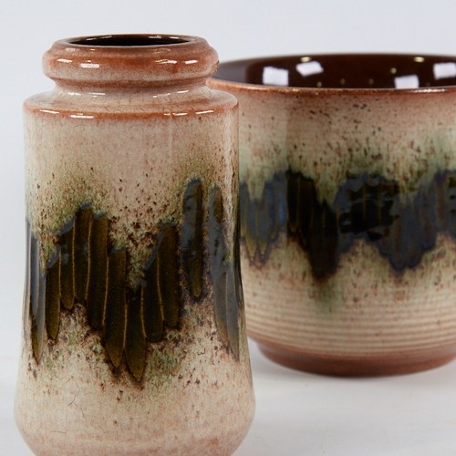 2078 - Mid-century West German ceramic vase, and matching planter, vase height 21cm.