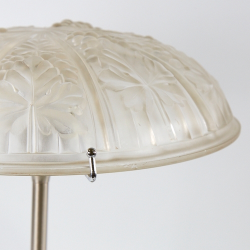 2087 - SCANDI-FRANCAIS LUMIERE ET GLASS, table lamp with French clear glass 1940s' shade depicting vine lea... 