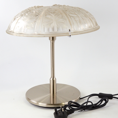 2087 - SCANDI-FRANCAIS LUMIERE ET GLASS, table lamp with French clear glass 1940s' shade depicting vine lea... 