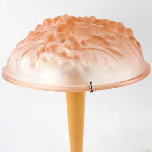 2088 - SCANDI-FRANCAIS LUMIERE ET GLASS, table lamp with French pink 1940s' shade, signed Degue, depicting ... 