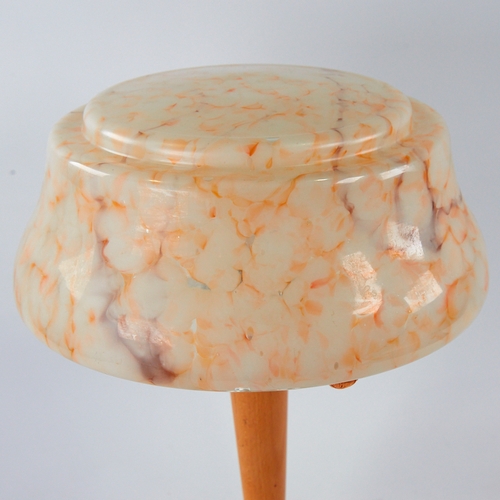 2090 - SCANDI-FRANCAIS LUMIERE ET GLASS, table lamp with 1930s' English glass shade in peach, gold and whit... 