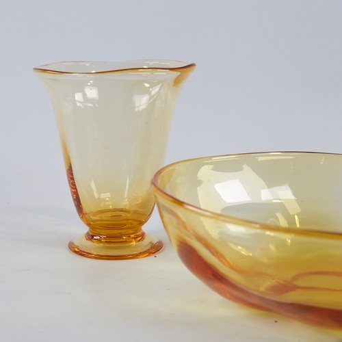 2111 - BARNABY POWELL FOR WHITEFRIARS, BRITISH,  golden amber bowl and vase from the 