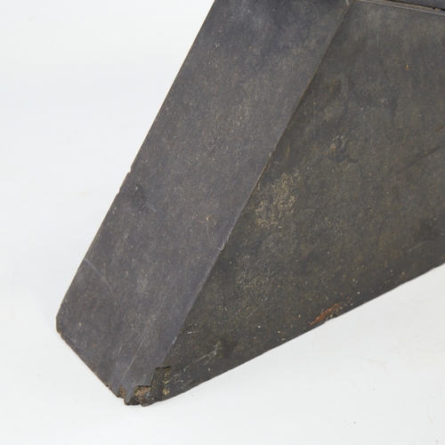 2118 - VICTOR ANTON (1909-1980),  mid century angled slate   3 section sculpture, height 61cm.