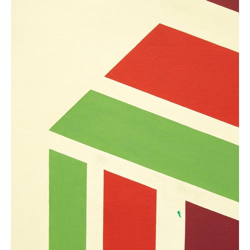 2143 - DOUGLAS EARLE, BRITISH, large oil on canvas laid on board, geometric shapes on white background, 148... 