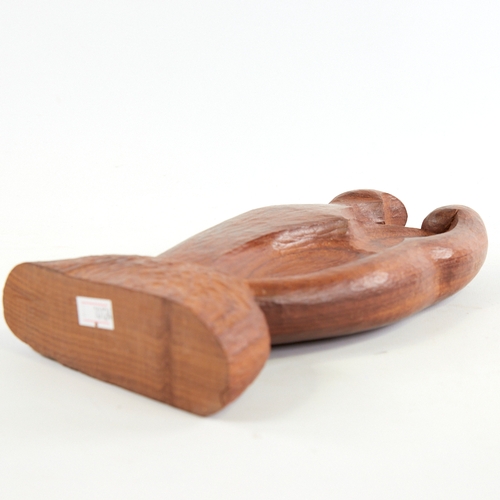 2146 - A mid-century abstract wood carving, of mother and child, height 30cm.