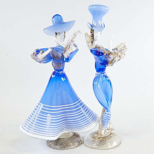 2150 - Manner of CESARE TOFFOLO, MURANO, a pair of glass figurines, tallest 31cm.