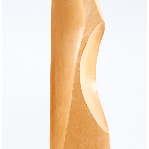 2155 - 3 mid-century abstract wood carvings, tallest 38cm.