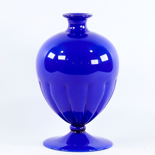 2169 - CENEDESE, MURANO, ITALY, 1950s' cobalt blue glass vase, signed to base, height 23cm.