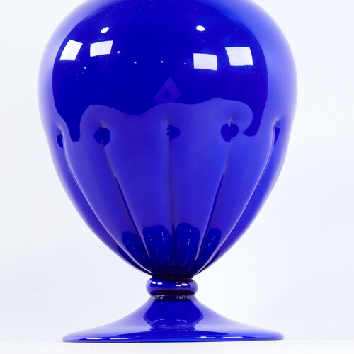 2169 - CENEDESE, MURANO, ITALY, 1950s' cobalt blue glass vase, signed to base, height 23cm.