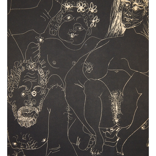 2180 - PABLO PICASSO, an erotic lithograph, mounted, 27cm x 22cm.