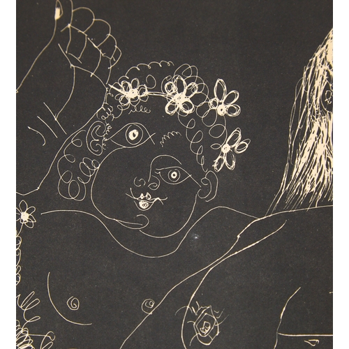 2180 - PABLO PICASSO, an erotic lithograph, mounted, 27cm x 22cm.