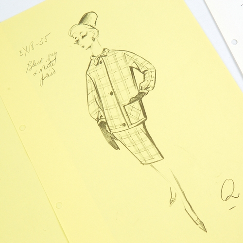 2182 - PIERRE CARDIN, a group of original 1950s' pencil sketches for fashion designs on A4 paper (5).