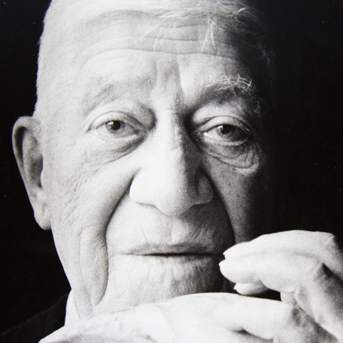 2184 - DERRY MOORE (b1937), a vintage portrait photograph of Oscar Kokoschka, 32cm x 30cm, unframed.