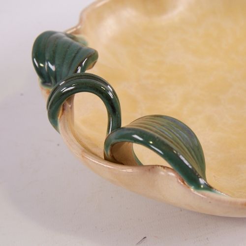 2038 - ANNA LISA THOMSON FOR UPPSALA EKEBY, designed 1937, ceramic bowl with leaf handles, diameter 23.5cm.