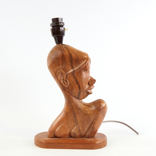 2147 - HAGENAUER style, carved hardwood sculptural lamp base, height 30cm.