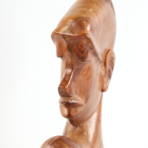 2147 - HAGENAUER style, carved hardwood sculptural lamp base, height 30cm.