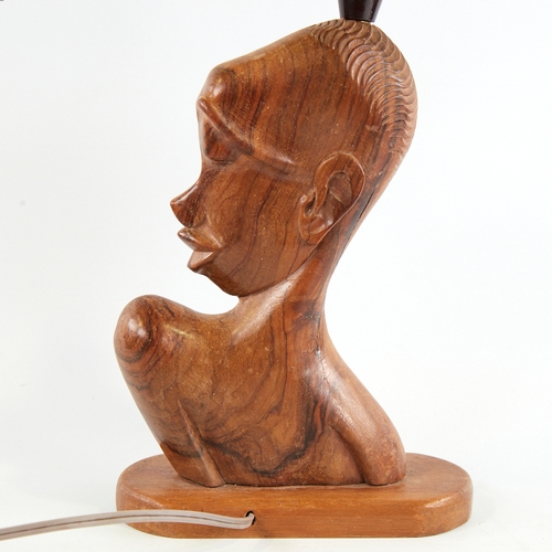 2147 - HAGENAUER style, carved hardwood sculptural lamp base, height 30cm.