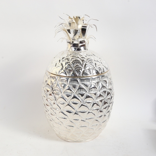 62 - A large chrome plated pineapple ice bucket, height 33cm