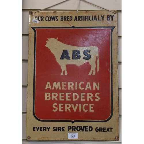 128 - An early 20th century red black and cream enamel American Breeders Service (ABS) advertising sign, 4... 