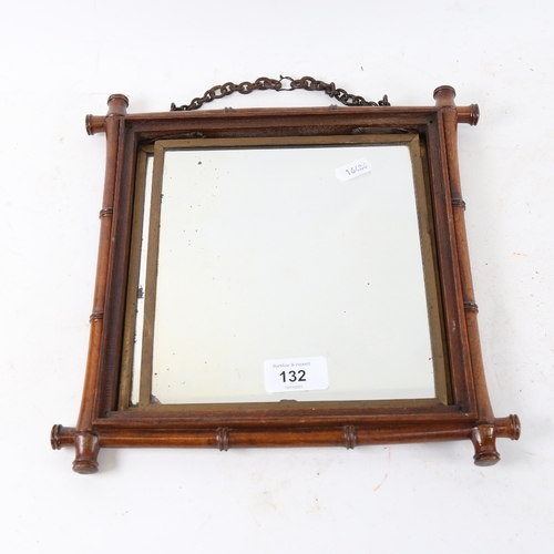 132 - A 19th century French Aesthetic Movement folding Japanese style mirror, with bamboo design frame, 27... 