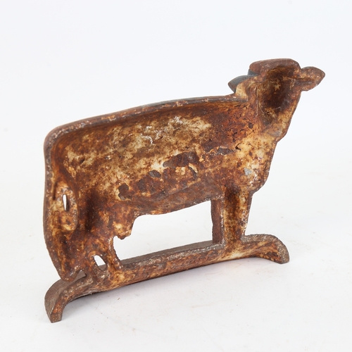 87 - A Vintage painted cast-iron cow doorstop, height 16cm, length 22cm