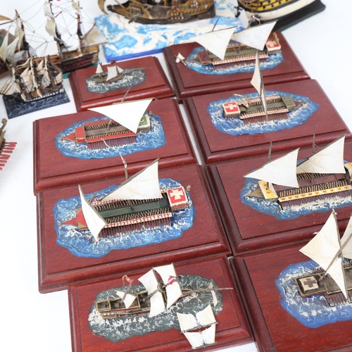 91 - A group of handmade miniature model ships (15)