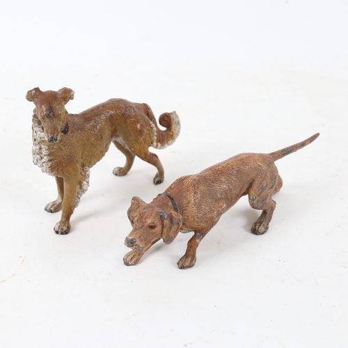 184 - 2 cold painted spelter dog figures, including Pointer, length 17cm (2)