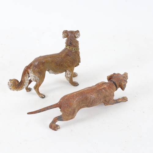 184 - 2 cold painted spelter dog figures, including Pointer, length 17cm (2)