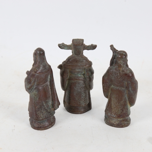 196 - 3 Chinese bronze immortal figures, including Shou Lao, largest height 9cm (3)